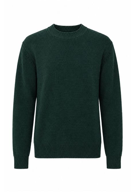 Paolo Pecora Crew-Neck Sweater in Wool with Ribbed Trims in Green Men's PAOLO PECORA |  | A028 F0095588